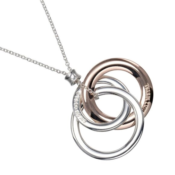 TIFFANY&Co. 1837 Interlocking Circle Necklace Silver925/Rubedo metal 5.19g. - Picture 2 of 7